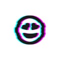 Vector icon of glitch enamored emoji. Glitch emoticon symbol isolated on white background Vector EPS 10