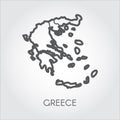 Vector icon of Greece map. Series of countries in outline style with signature for different design projects