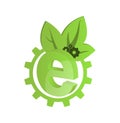 Vector icon green gears with green leaves