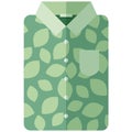 Vector Icon of a green modern shirt with leaves for men or women in flat style without lines. Pixel perfect.