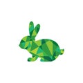 Vector icon with green rabbit in simple faceted design style. Geometry style. rabbit isolated on white