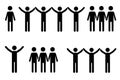 Vector icon of a group of people. Black silhouette of a team of men. Teamwork symbol. Stock image Royalty Free Stock Photo