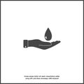 Vector icon hand holding a drop. Flat hand design and a drop of water icon on white isolated background Royalty Free Stock Photo