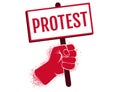 Vector icon of hand holding a poster. Protest Royalty Free Stock Photo