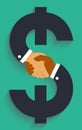 Vector icon handshake on money sign.