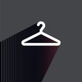 VECTOR icon hanger for clothes. Flat design with long shadow and space for your text. Illustration.