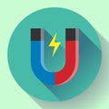 Vector icon horseshoe magnet. Symbol magnetism attraction. Flat design style. Royalty Free Stock Photo