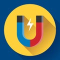 Vector icon horseshoe magnet. Symbol magnetism attraction. Flat design style. Royalty Free Stock Photo