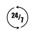 24/7 vector icon, 24 hours 7 days shop illustration