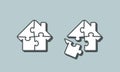 Vector icon of house shape four puzzle pieces Royalty Free Stock Photo