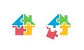 Vector icon of house shape four puzzle pieces Royalty Free Stock Photo