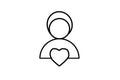 Vector. Icon human and heart. Symbol of love, illustration. Simple graphics for modern design. Feeling and emotion inside a person