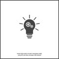 Vector icon idea arose. Icon of light bulb with gear on white isolated background. Layers grouped for easy editing illustration. Royalty Free Stock Photo