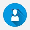 Vector icon identification of the person icon on blue background. Flat image with long shadow Royalty Free Stock Photo