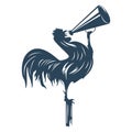 Vector icon illustration of a blue rooster crowing