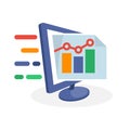 Vector icon illustration with digital media concept about business and investment statistics report information Royalty Free Stock Photo