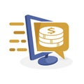 Vector icon illustration with digital media concepts about financial information systems, banking information