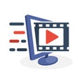 Vector icon illustration with digital media concepts about movie information, movie streaming services