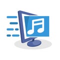 Vector icon illustration with digital media concepts about music information