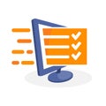 Vector icon illustration with digital media concepts about online exam, online evaluation, online survey