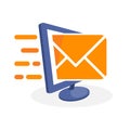 Vector icon illustration with digital media concepts about sending emails, sending notification messages