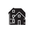 Vector icon or illustration with house in black color