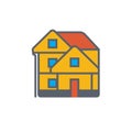 Vector icon or illustration with house in outline style