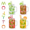 Vector icon illustration logo for alcohol cocktails mojito