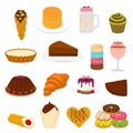 Vector icon illustration logo for big set sweet desserts