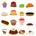 Vector icon illustration logo for big set sweet desserts