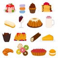 Vector icon illustration logo for big set sweet desserts