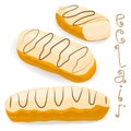 Vector icon illustration logo for cake French eclair.