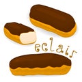 Vector icon illustration logo for cake French eclair.