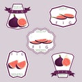 Vector icon illustration logo for whole ripe fruit purple fig Royalty Free Stock Photo