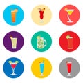 Vector icon illustration for set symbols summer cocktail with st Royalty Free Stock Photo