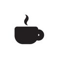 Vector icon or illustration showing cup of coffee or tea in one color