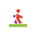 Vector icon or illustration showing walking human in material design style