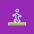 Vector icon or illustration showing walking human in outline style