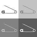 Vector icon image safety pin. Vector icon set on white-grey-bl Royalty Free Stock Photo