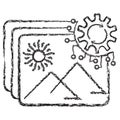 Vector icon of images being processed by an AI algorithm gear Royalty Free Stock Photo