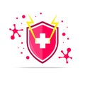 Vector icon of the immune system. surrounded by the immune system. Protection of health bacterial viruses. Prevention of human Royalty Free Stock Photo