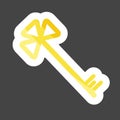 Vector icon of a key. Vector flat illustration colored sticker. Royalty Free Stock Photo