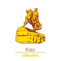 Vector icon. Kiev. Ukraine. The monument to Bogdan Khmelnitsky on horseback