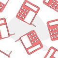 Vector icon landline phone with buttons cartoon style on seamless pattern a white background Royalty Free Stock Photo