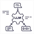 Vector Icon for Large Language Model: Advanced Text Generation AI. Vector Editable Stroke Icon