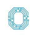 Letter O Circuit Board Icon: Optimization, Operations, and Digital Technology Integration Concept Royalty Free Stock Photo