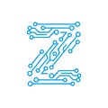 Letter Z Circuit Board Icon: Zero Latency, Zoom, and Digital Zone Technology Concept Logo Royalty Free Stock Photo