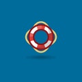 Vector icon life ring. Illustration a marine colored nautical life buoy isolated Royalty Free Stock Photo