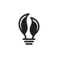 Vector icon of a light bulb with leaves Idea sign solution Thinking concept innovative logo. Electric lighting.