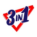 3in1 vector icon logo badge. 3 in 1 concept illustration for packaging Royalty Free Stock Photo